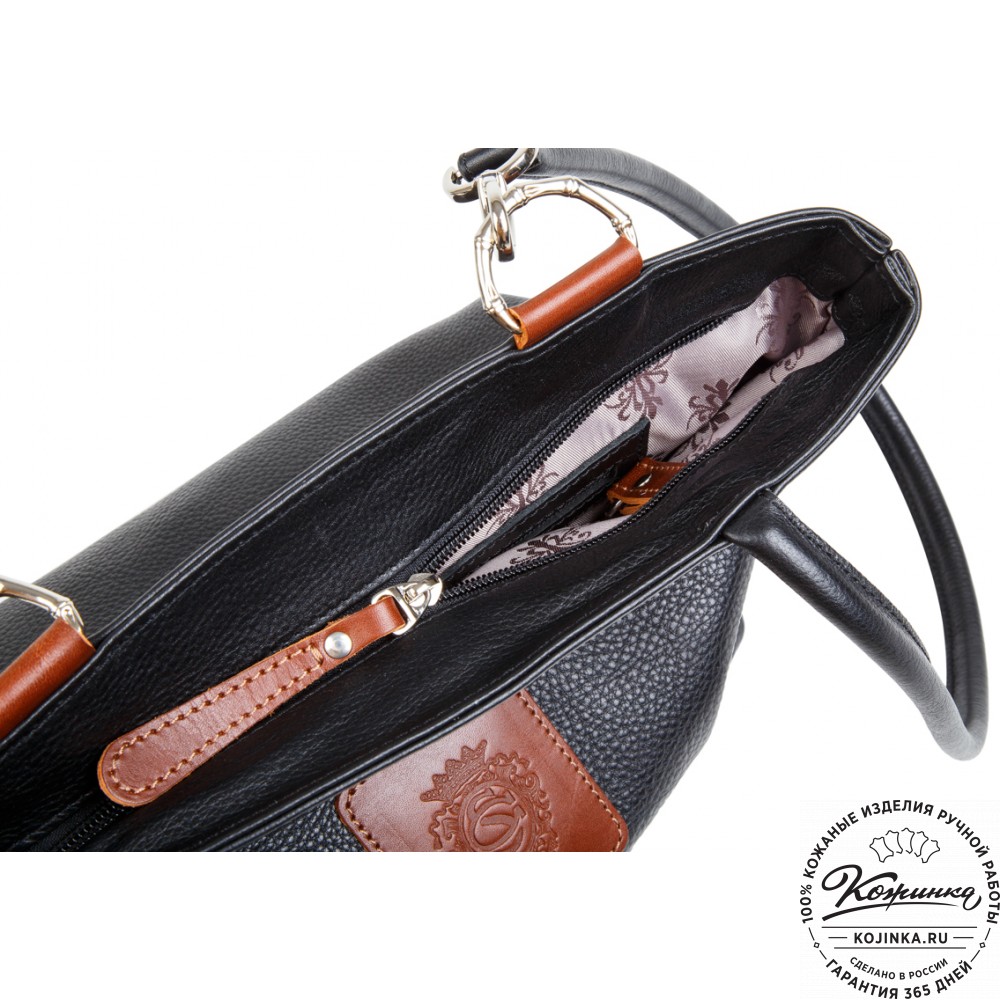 Женская кожаная сумка-трансформер "Валентино" (черная)